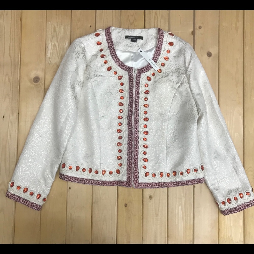 Michael simon Jacket sequined cardigan ivory NWT - Picture 3 of 8